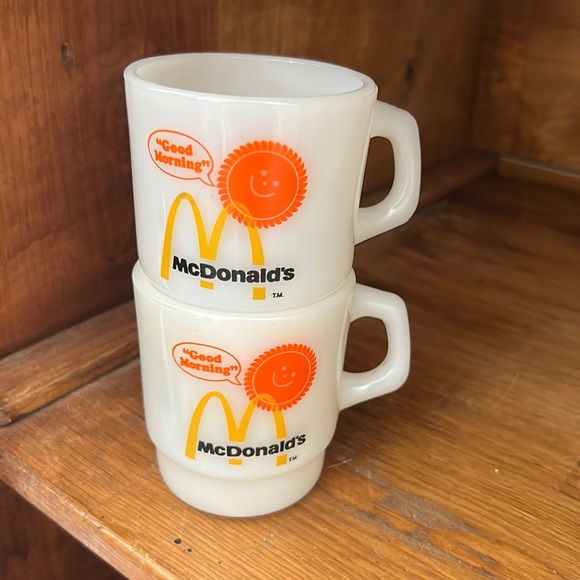 Fire King Dining Vintage Fire King Milk Glass Mcdonalds Mugs Poshmark